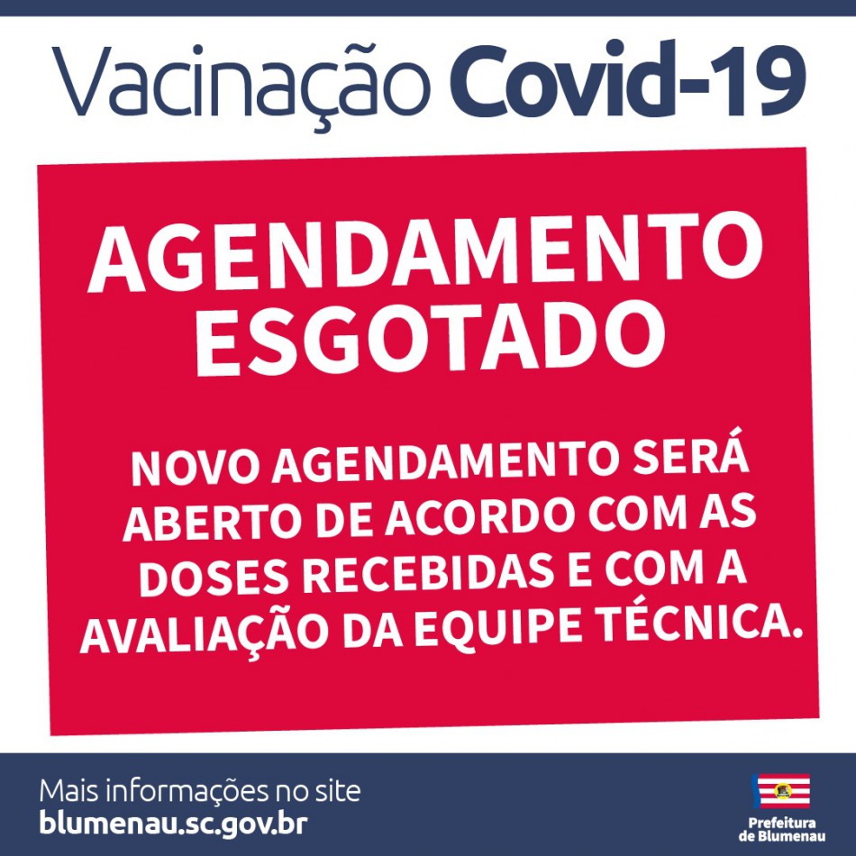 Vagas de vacinação contra a Covid-19 para sexta-feira, dia 2, são preenchidas em Blumenau