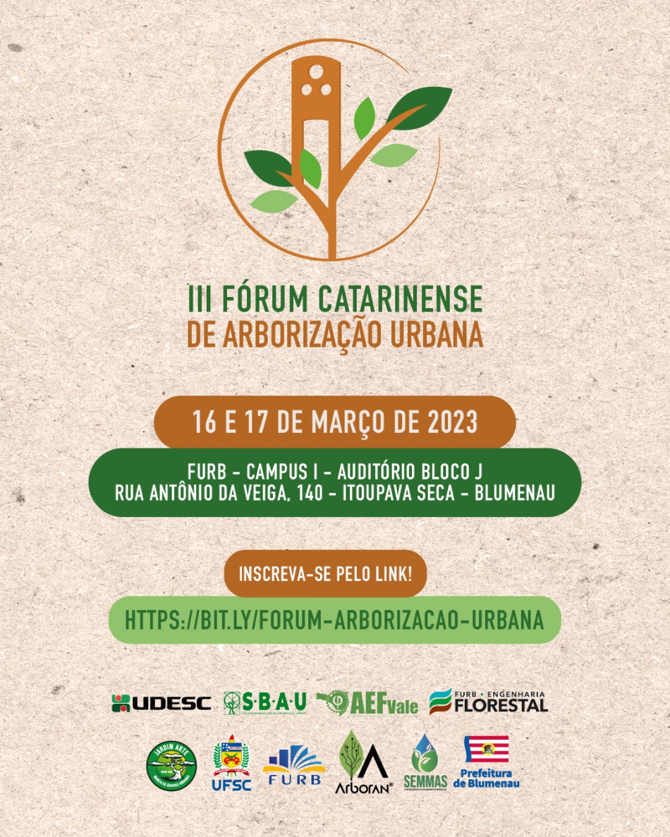 Inscrições para o III Fórum Catarinense de Arborização Urbana encerram nesta quarta-feira, dia 8