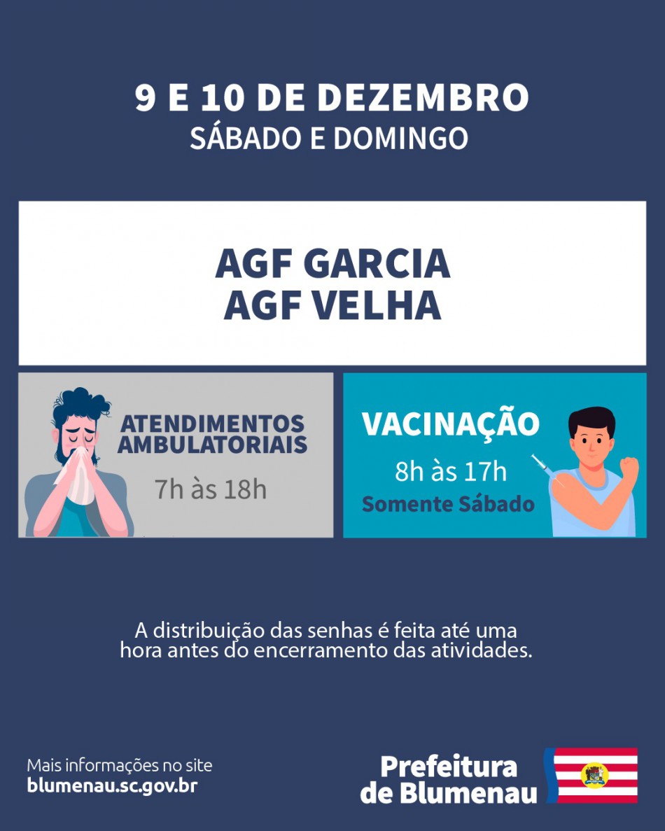 AGFs Garcia e Velha concentram os atendimentos de saúde deste fim de semana